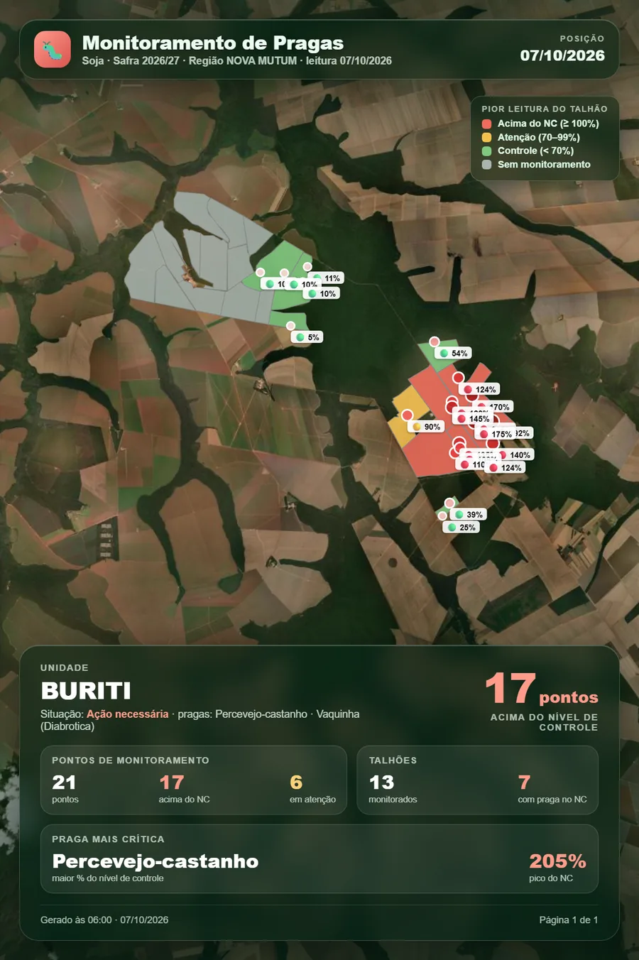 Pragas: o foco aparece no mapa
